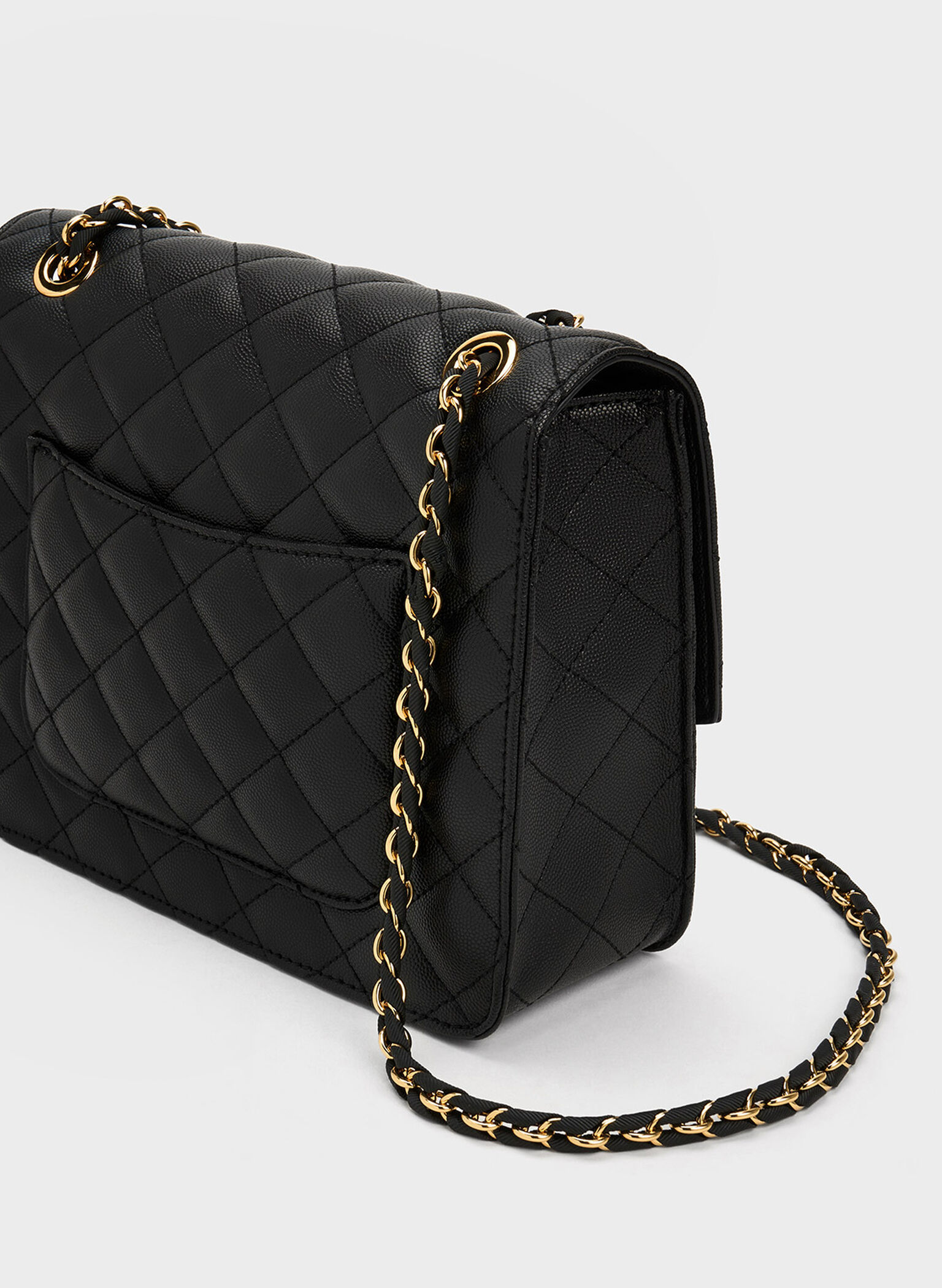 Cressida Quilted Chain Strap Bag, Black, hi-res