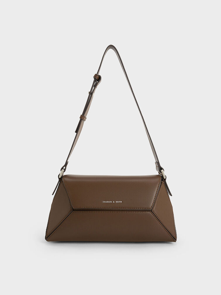 Nasrin Geometric Shoulder Bag, Dark Brown, hi-res