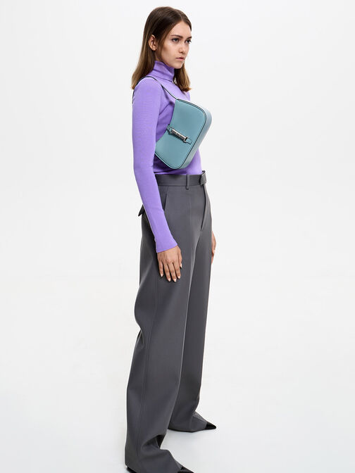 Cesia Metallic Accent Shoulder Bag, Slate Blue, hi-res