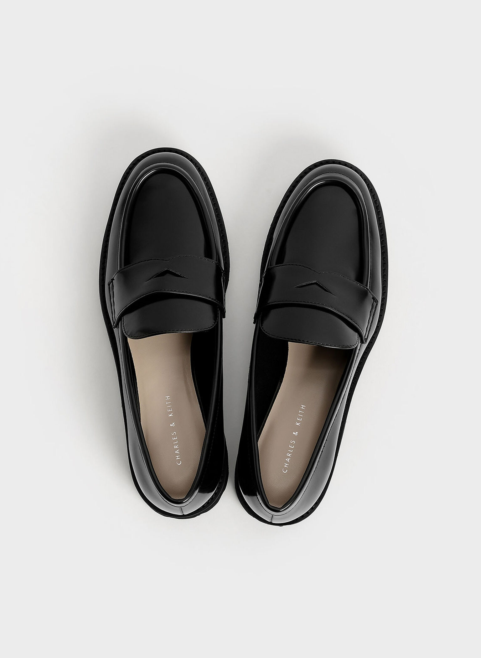 Black Chunky Penny Loafers - CHARLES & KEITH UK