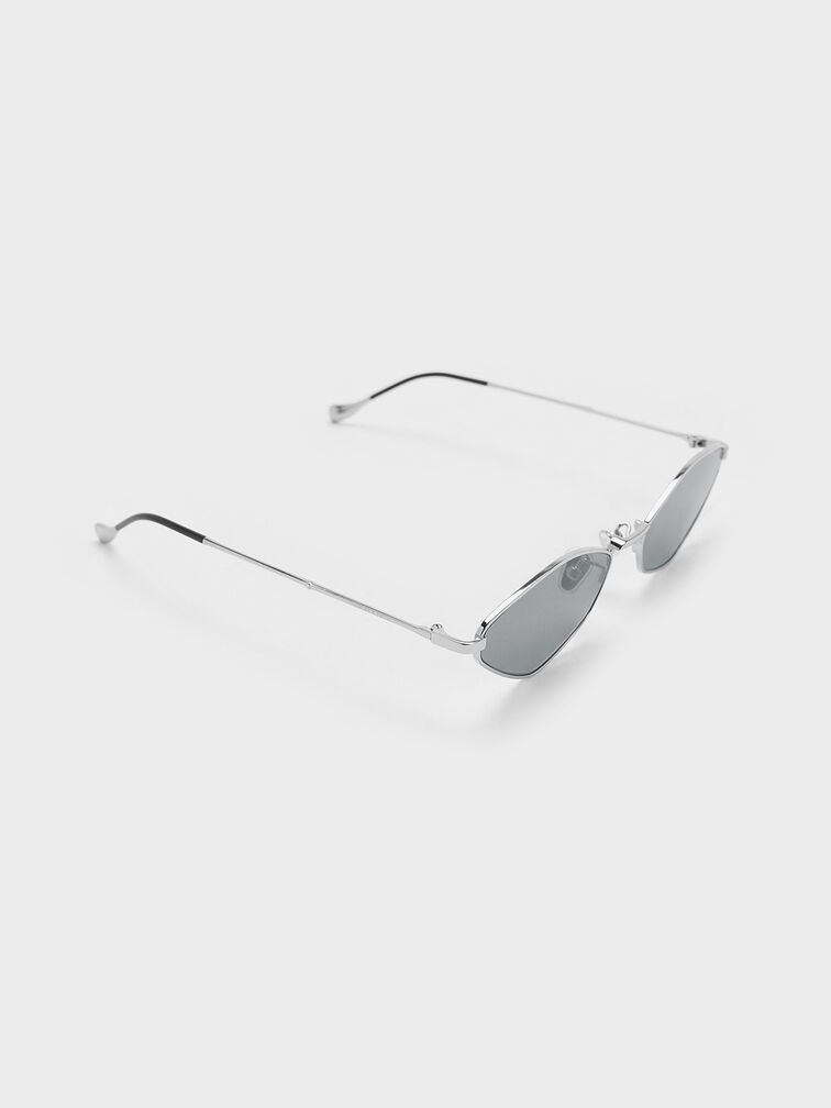 Jax Metal-Frame Geometric Sunglasses, Silver, hi-res