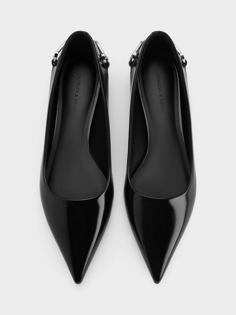 Erinna Metallic-Accent Pointed-Toe Flats, Black Box, hi-res
