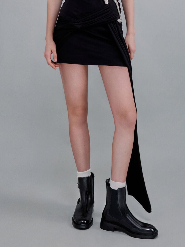 Lando Metallic-Buckle Chelsea Boots, Black Box, hi-res