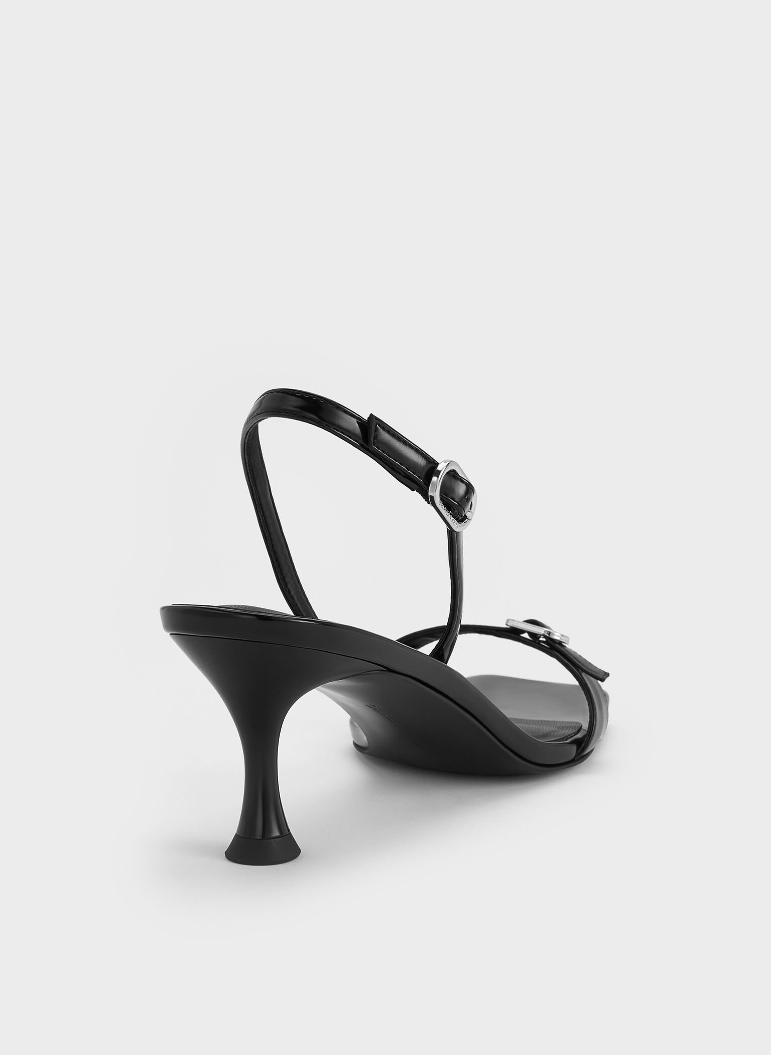 Buckled Slingback Kitten Heels, Black Box, hi-res