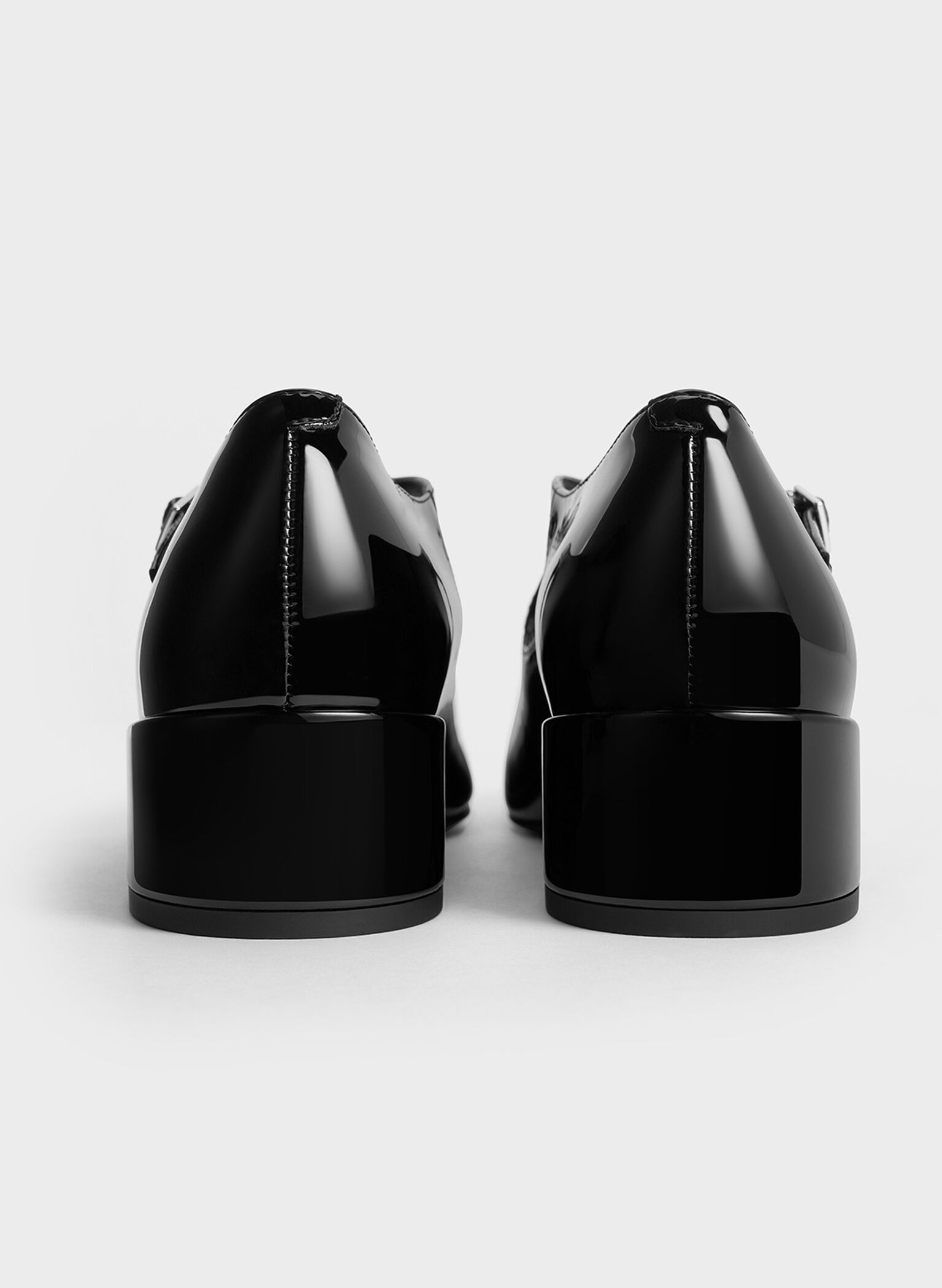 Patent Crossover-Strap Block-Heel Mary Janes, Black Patent, hi-res