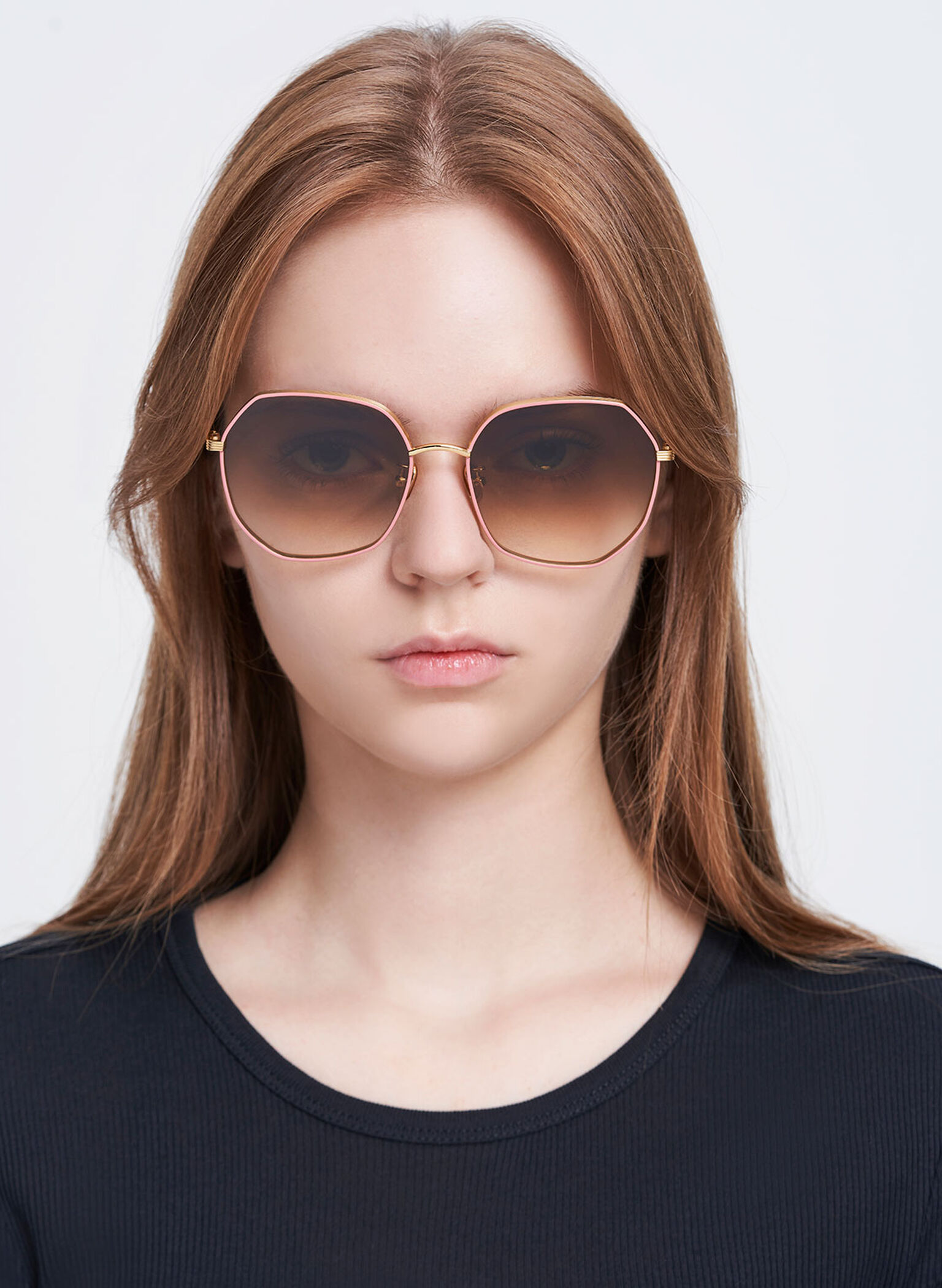 Tinted Geometric Sunglasses, Pink, hi-res