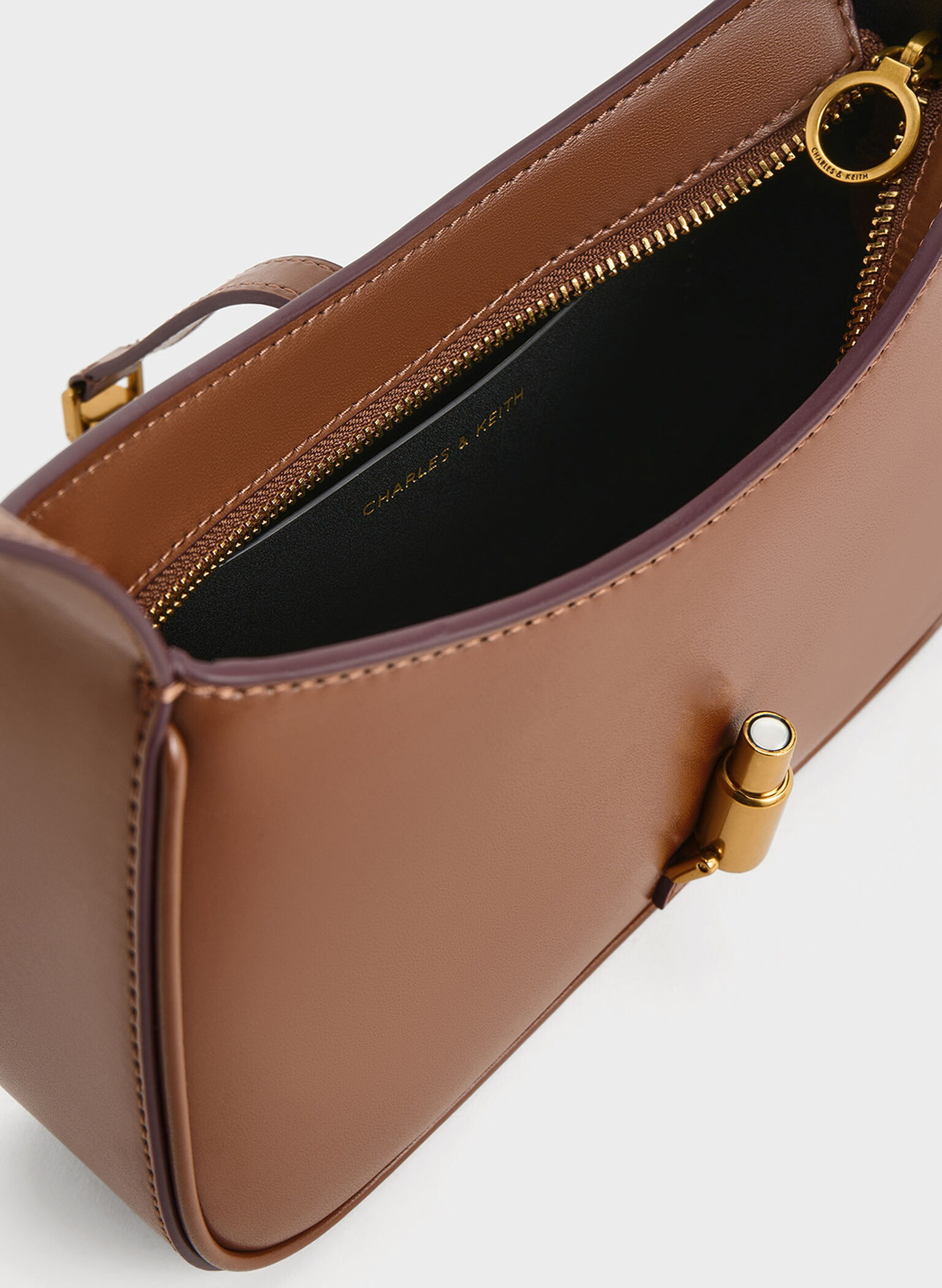 Cesia Metallic Accent Shoulder Bag, Chocolate, hi-res