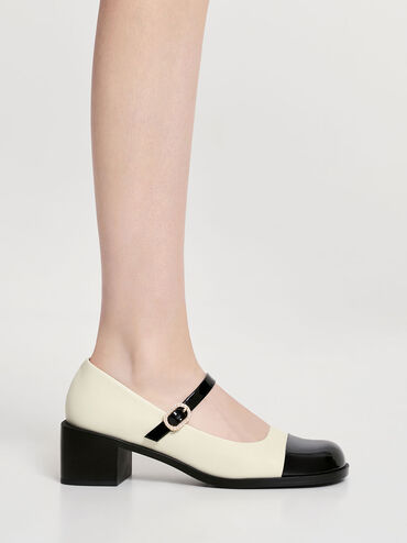 Patent Crystal-Embellished Buckle Two-Tone Mary Janes, Multi, hi-res