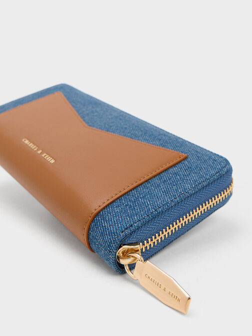 Gaia Denim Zip-Around Wallet, Denim Blue, hi-res