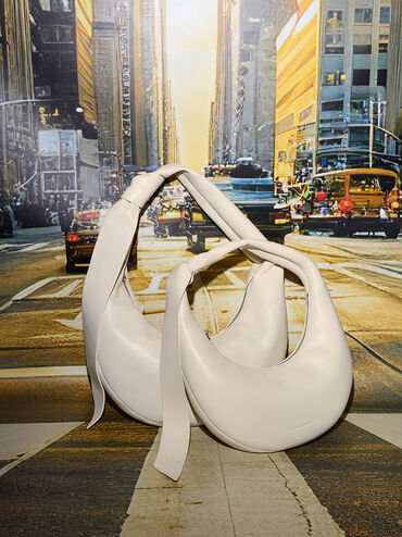 Mini Toni Knotted Crescent Hobo Bag, Chalk, hi-res