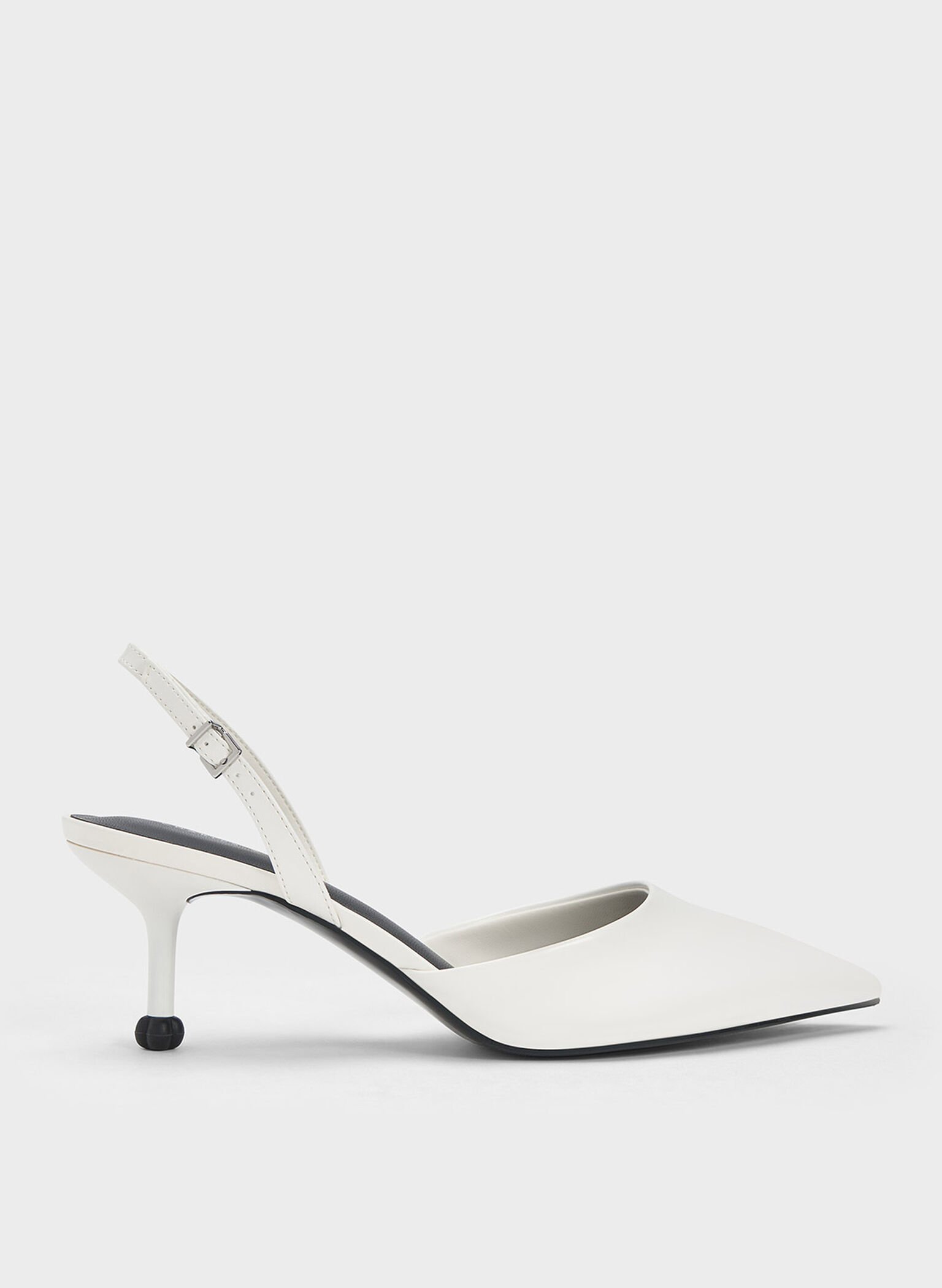 Sculptural Heel Slingback Pumps, White, hi-res