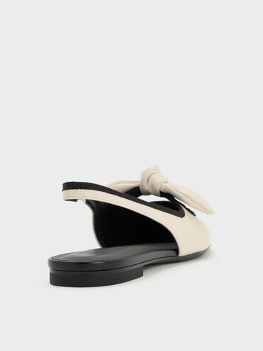 Knotted Bow Slingback Flats, Chalk, hi-res