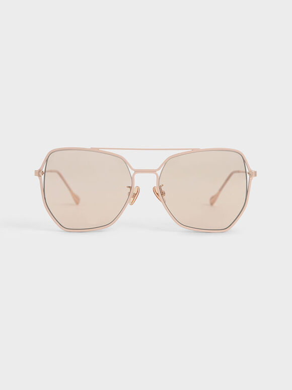 Tinted Butterfly Sunglasses, Pink, hi-res