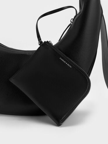Toni Knotted Crescent Hobo Bag, Noir, hi-res