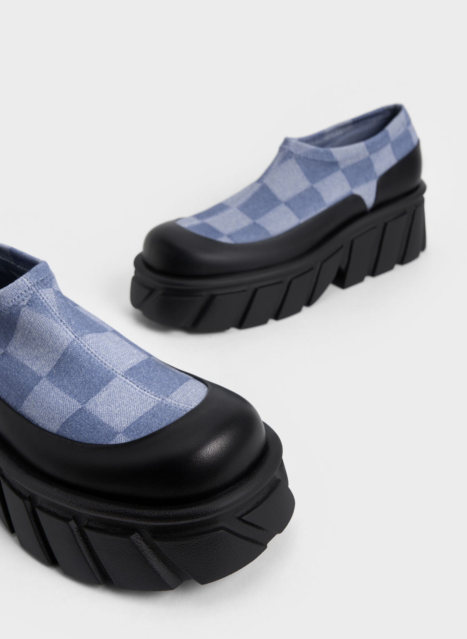 Aberdeen Checkered Denim Slip-On Sneakers, Multi, hi-res