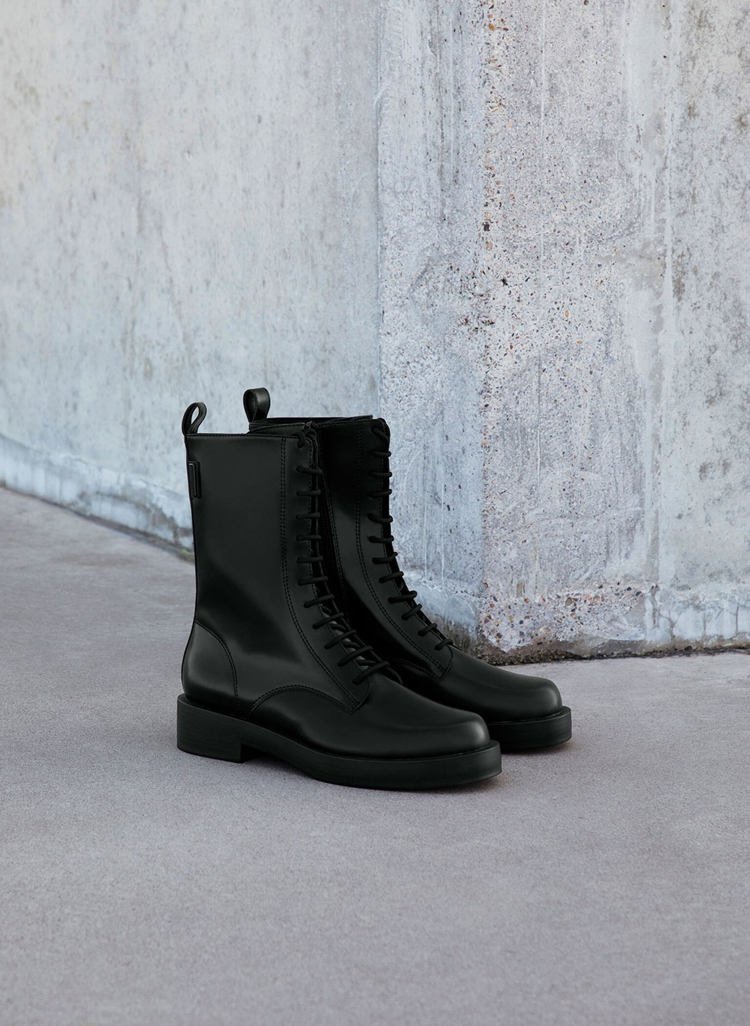 Lace-Up Calf Boots, Black Box, hi-res