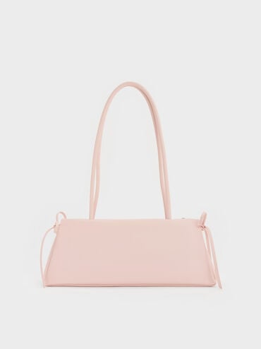 Hazel Bow Elongated Trapeze Shoulder Bag, Soft Pink, hi-res