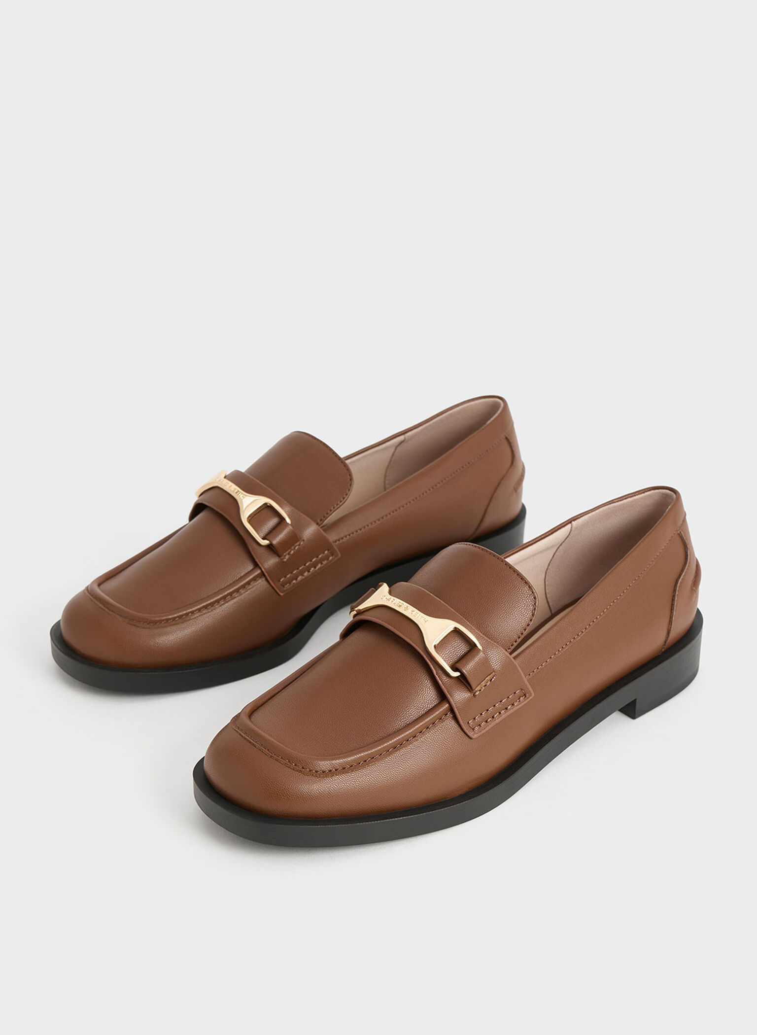 Leslie Metallic-Accent Loafers, Cognac, hi-res