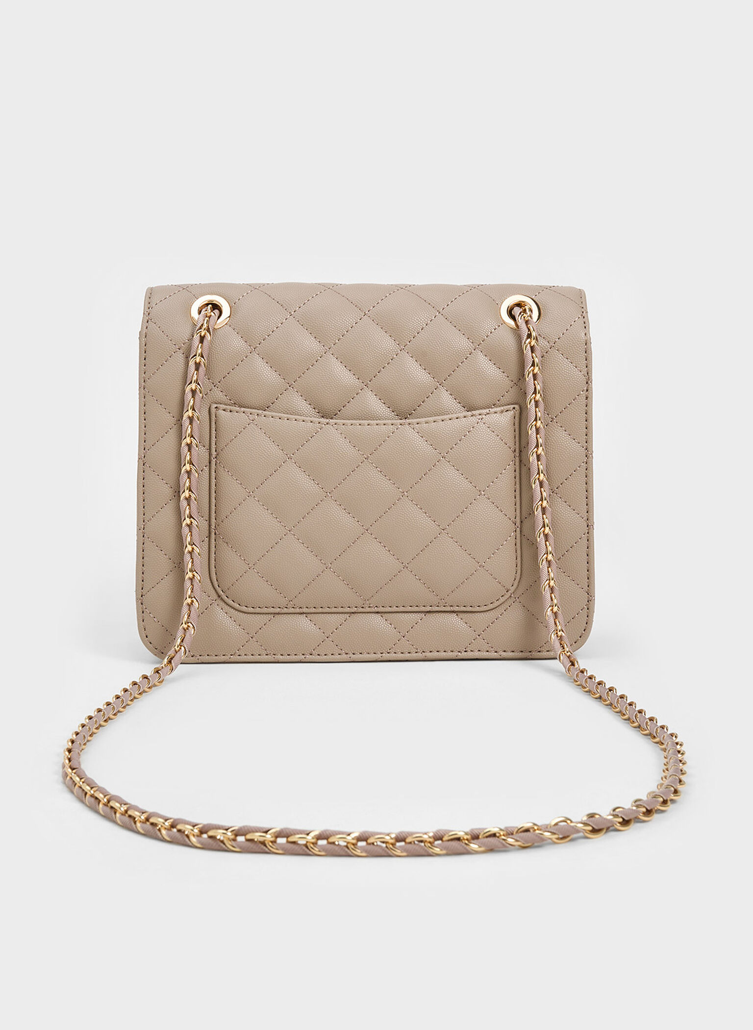 Cressida Quilted Chain Strap Bag, Taupe, hi-res