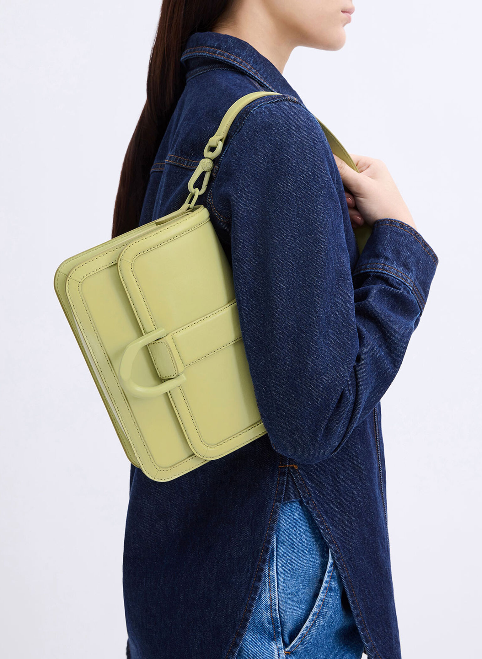 Gabine Leather Crossbody Bag, Green, hi-res