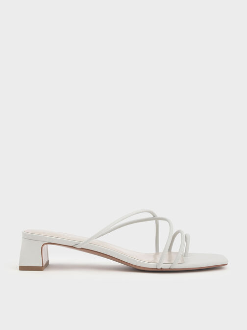 Strappy Toe Ring Sandals, White, hi-res