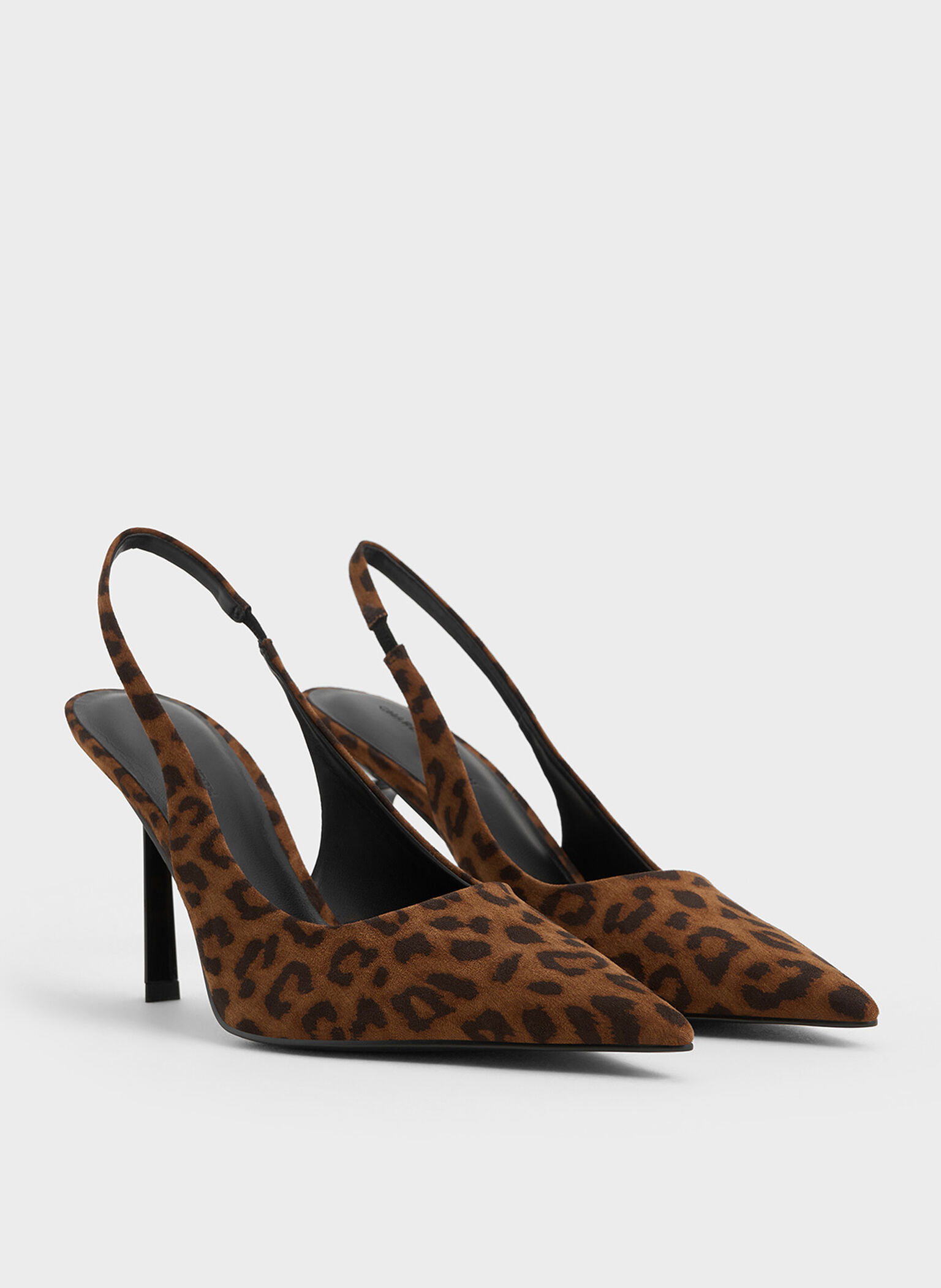 Leopard-Print Pointed-Toe Slingback Pumps, Animal Print Brown, hi-res