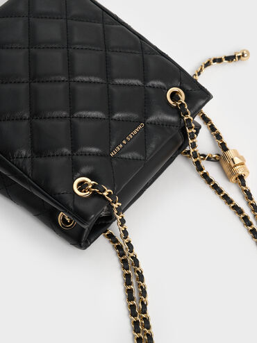 Alva Quilted Braided-Strap Shoulder Bag, Black, hi-res