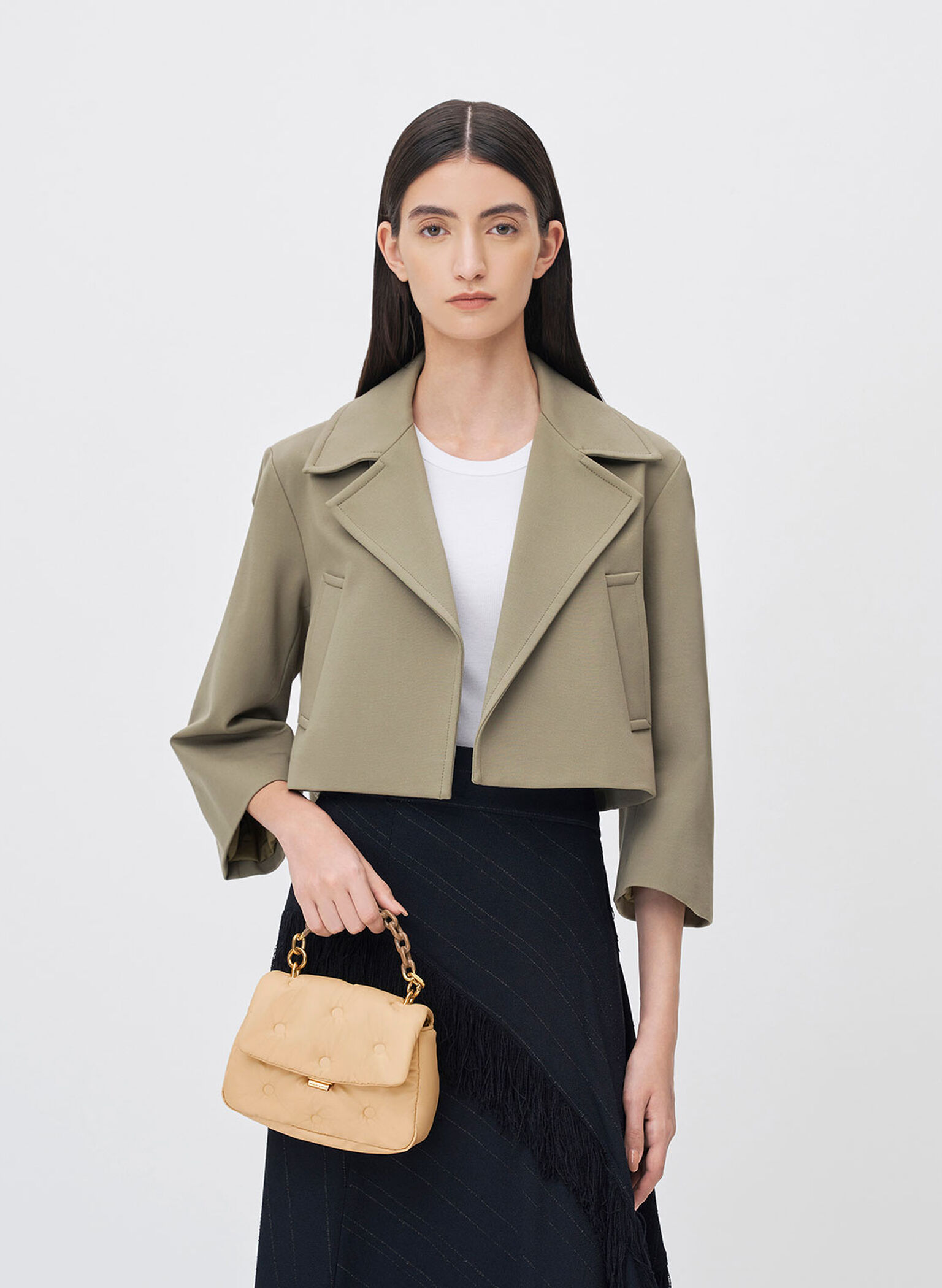 Koi Padded Chain Handle Bag, Beige, hi-res