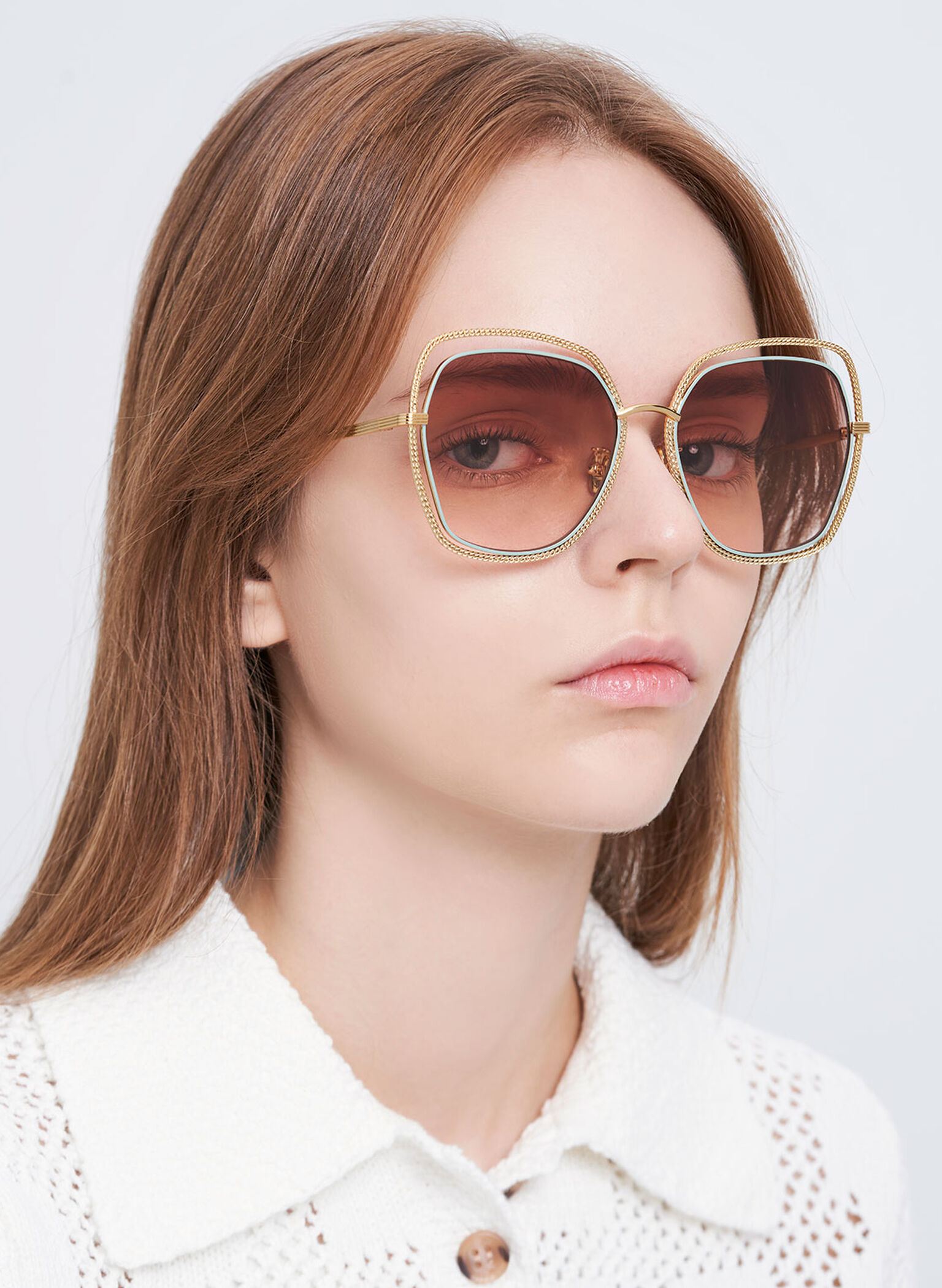 Cut-Out Double-Frame Butterfly Sunglasses, Mint Green, hi-res