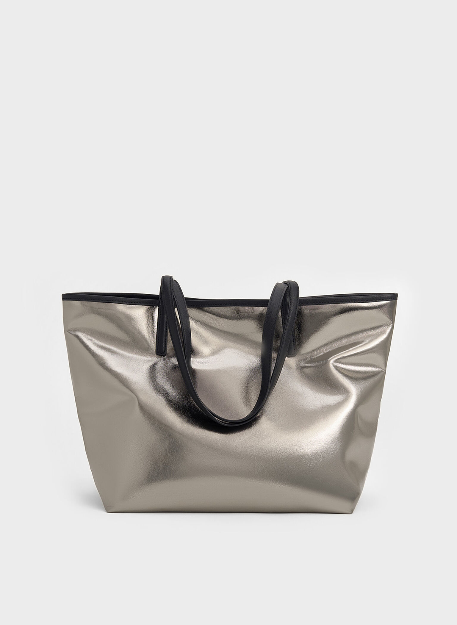 Sianna Metallic Reversible Tote Bag, Pewter, hi-res