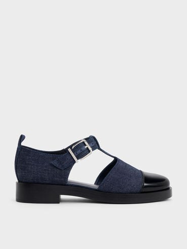 Charly T-Bar Buckled Sandals, Dark Blue, hi-res