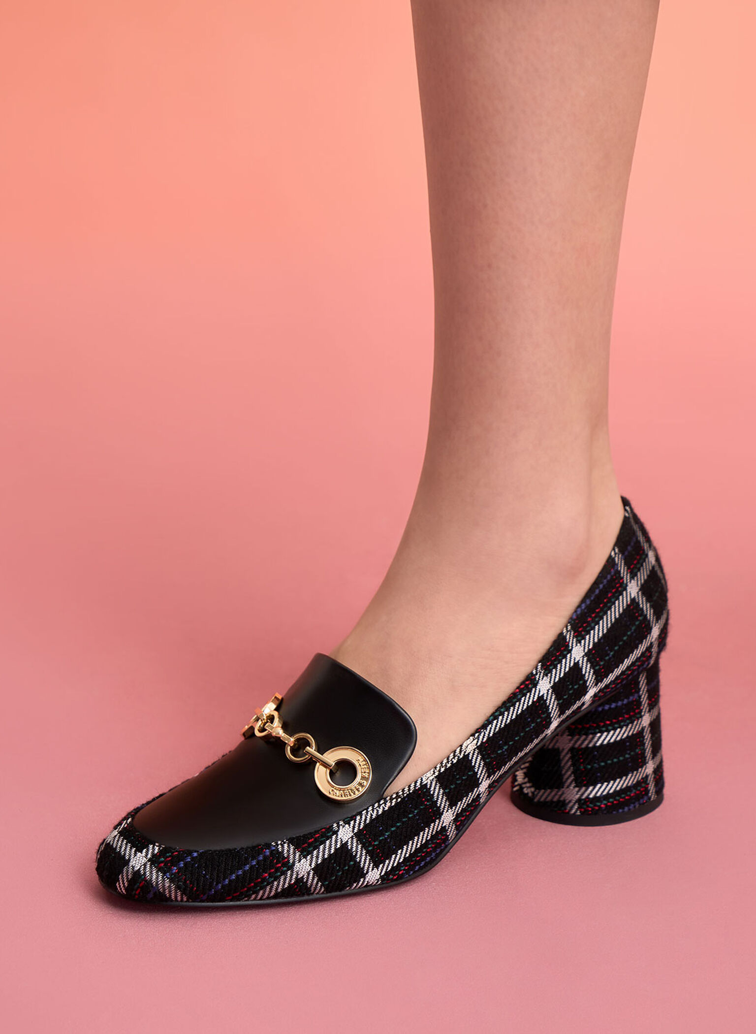 Circle Chain-Link Woven Loafer Pumps, Multi, hi-res