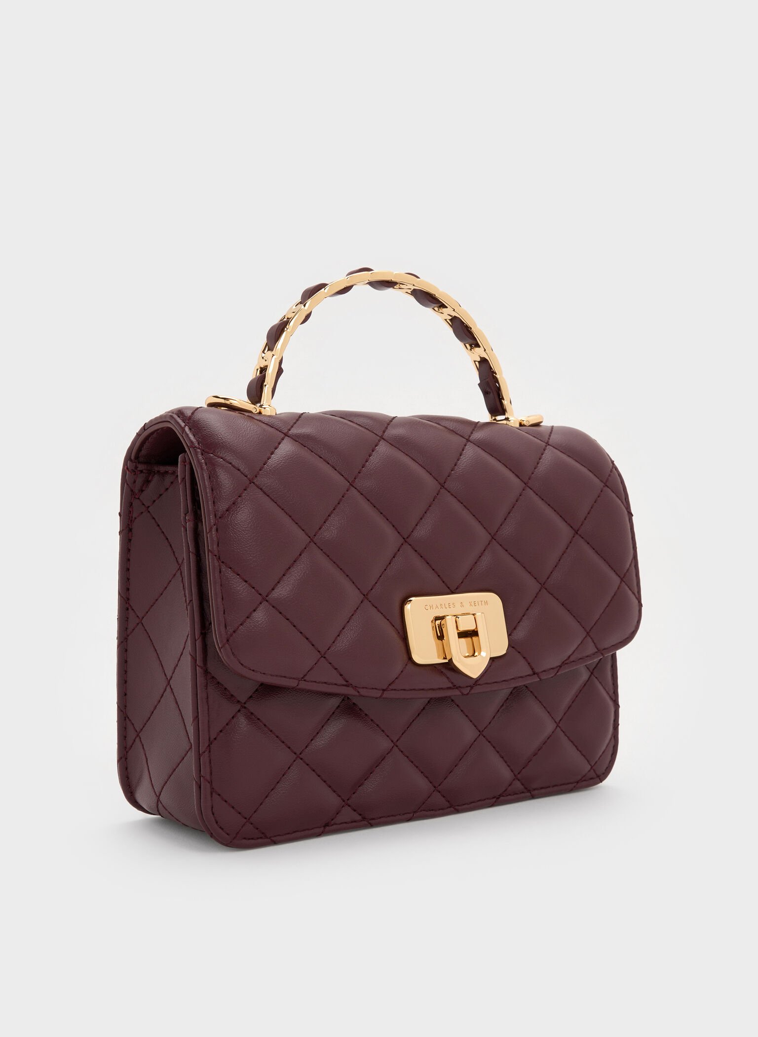 Cressida Quilted Top Handle Bag, Wineberry Red, hi-res