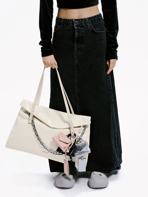 Andromeda Chunky-Chain Trapeze XL Tote Bag, Cream, hi-res