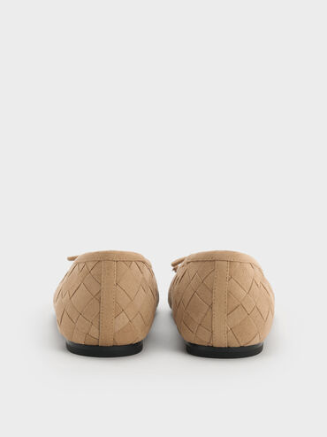 Ivette Faux Suede Woven Bow Ballet Flats, Sand, hi-res