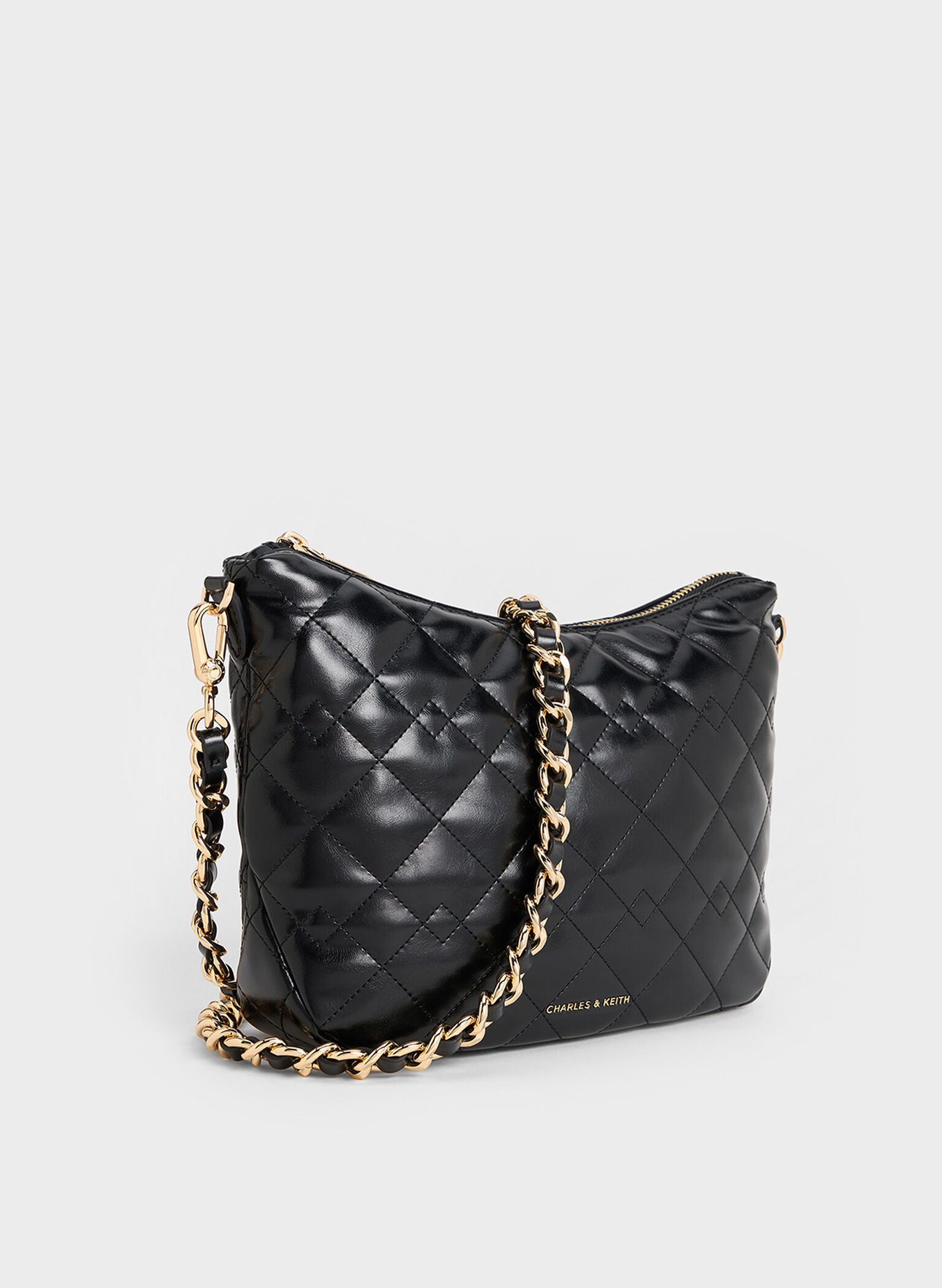 Duo Quilted Slouchy Hobo Bag, Black, hi-res