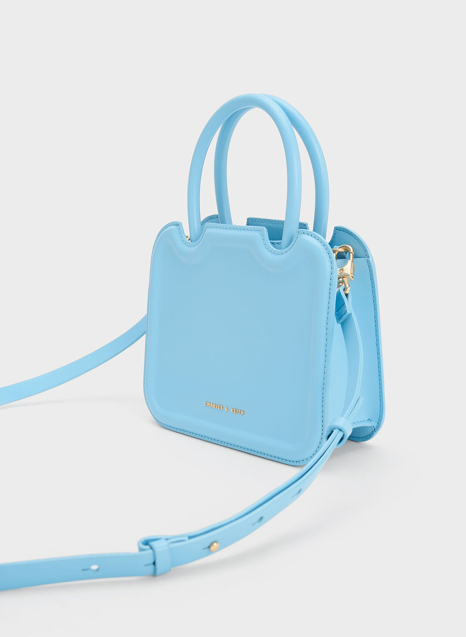 Perline Sculptural Top Handle Bag, Light Blue, hi-res