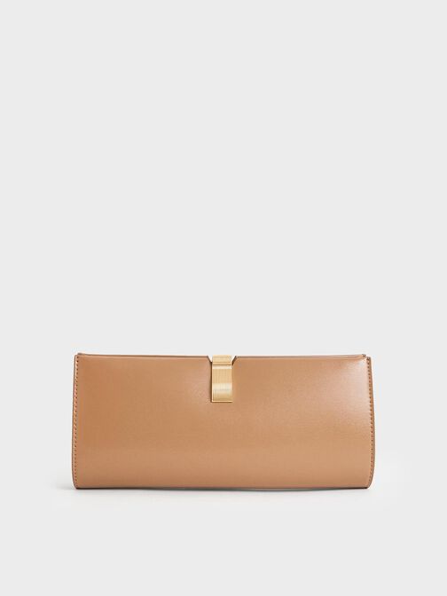 Wisteria Metallic-Accent Clutch, Tan, hi-res