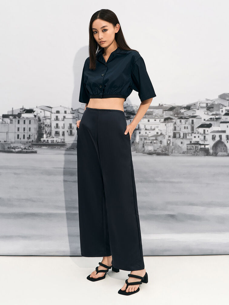 Toni Puffy-Strap Thong Sandals, Black Textured, hi-res
