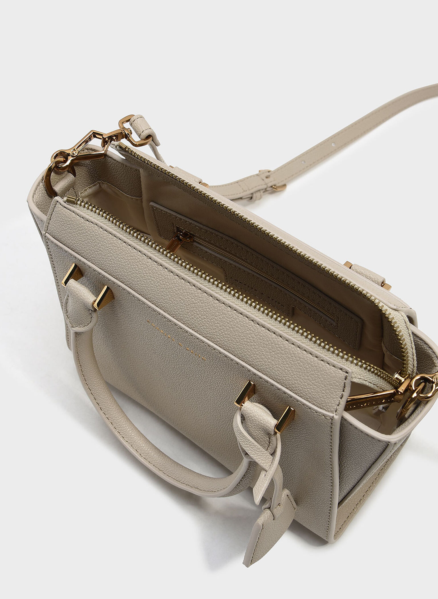 Structured Handbag, Ivory, hi-res