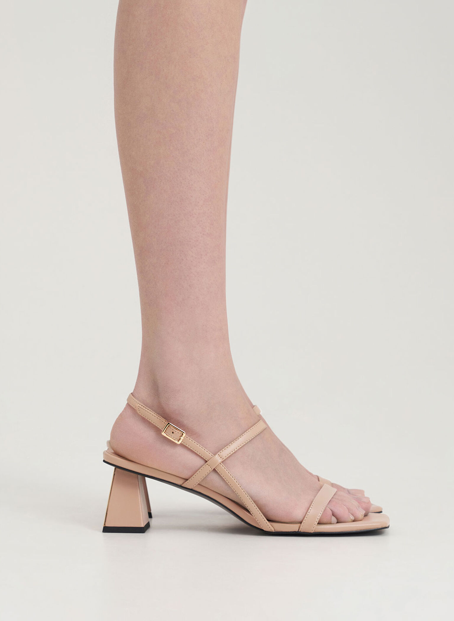 Square-Toe Strappy Sandals, Beige, hi-res
