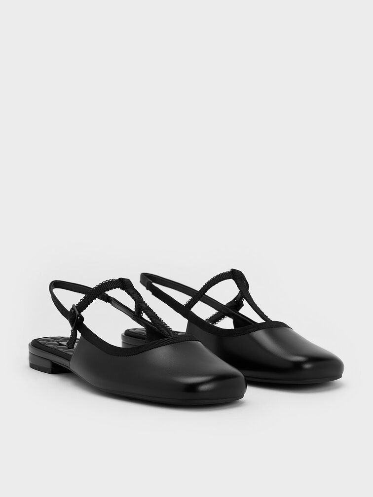 T-Bar Mary Jane Slingback Flats, Black, hi-res