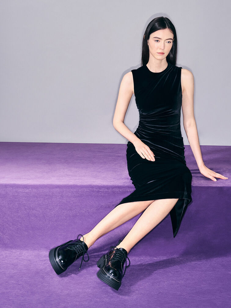 Lace-Up Platform Derbys, Black Box, hi-res