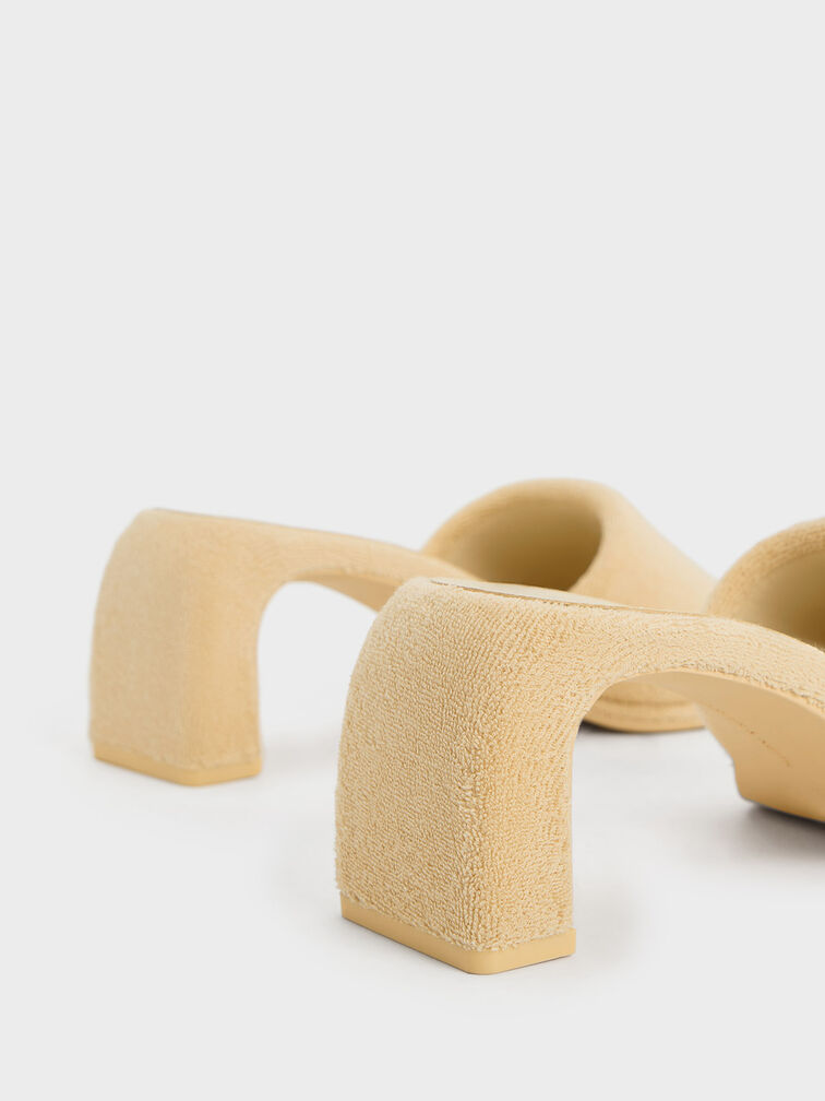 Loey Textured Curved-Heel Mules, Beige, hi-res