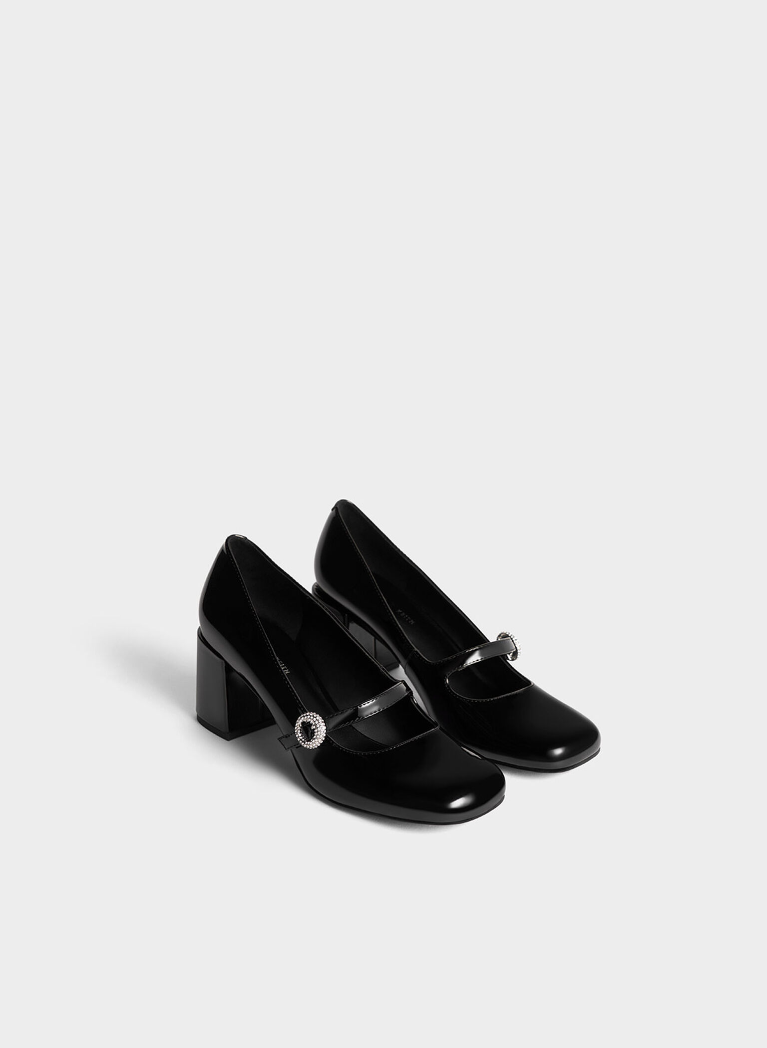 Patent Crystal-Embellished Mary Jane Pumps, Black Patent, hi-res