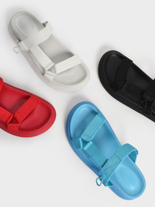 Polyester Velcro Strap Sports Sandals, Chalk, hi-res