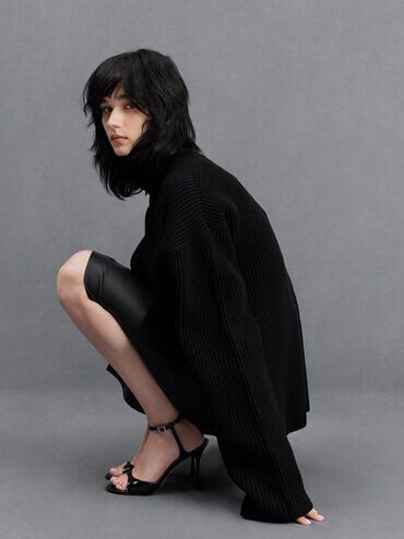 Leather Ankle-Strap Pumps, Black Box, hi-res