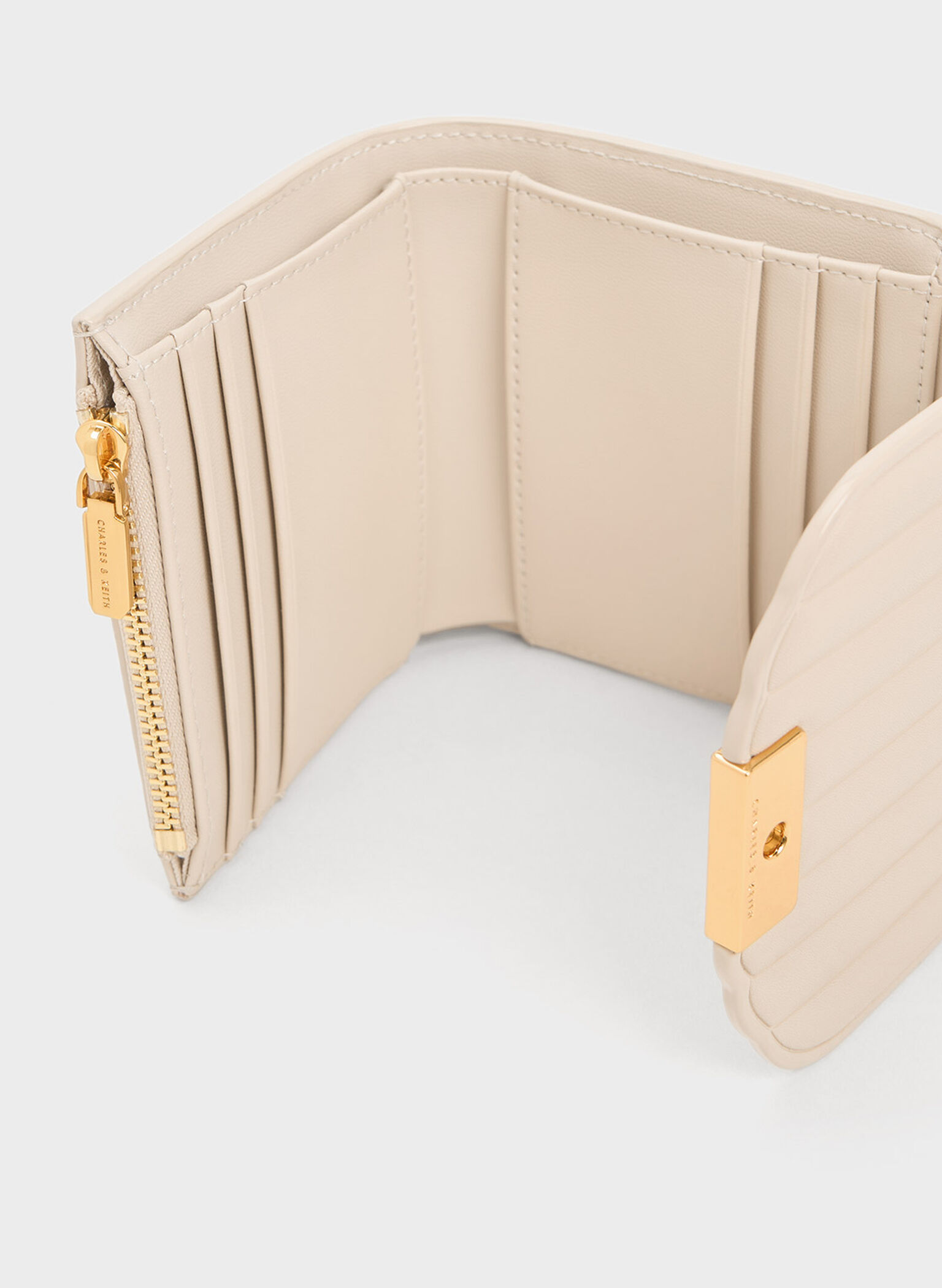 Astrid Panelled Small Wallet, Beige, hi-res