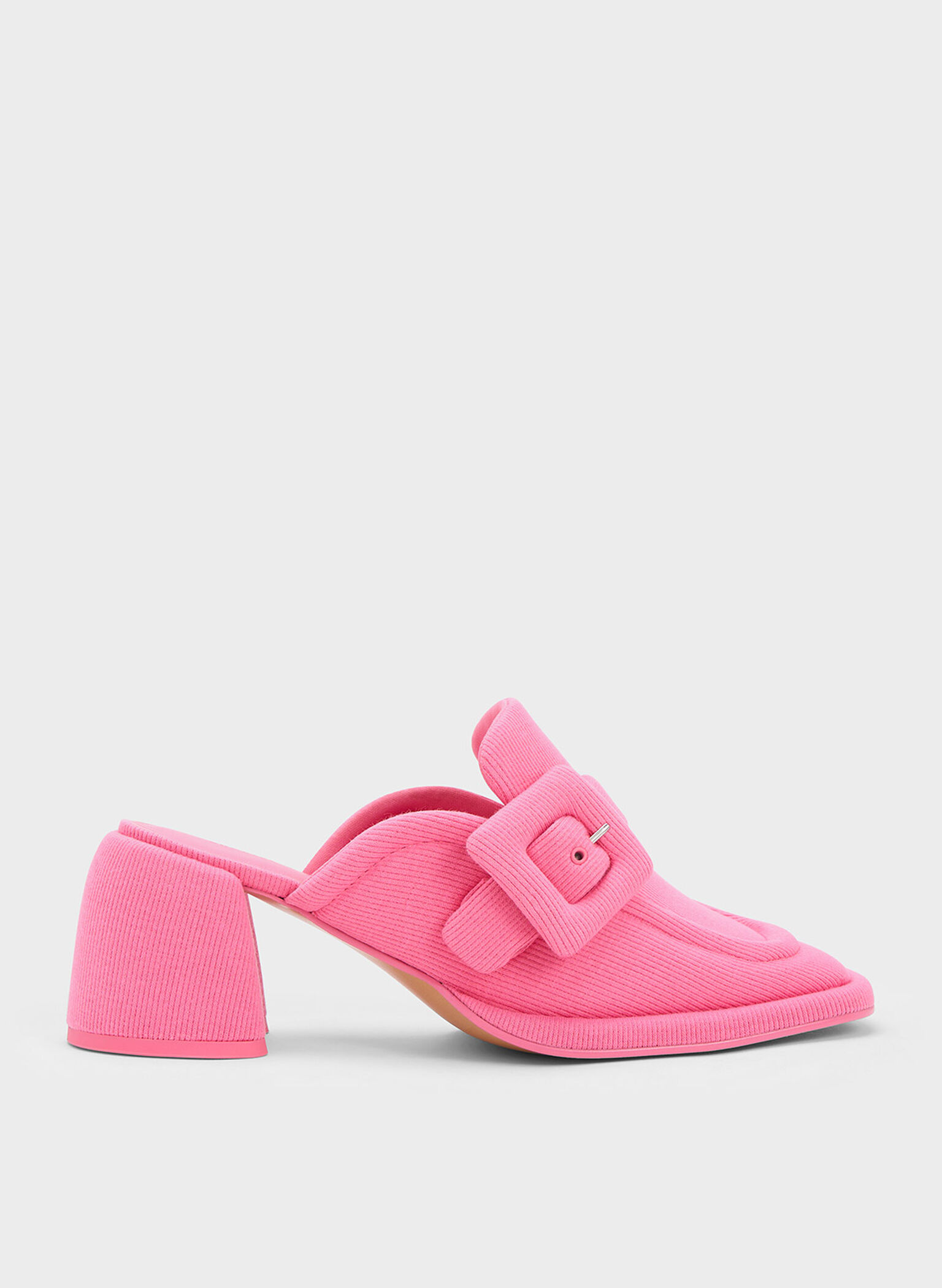 Sinead Woven Buckled Loafer Mules, Pink, hi-res