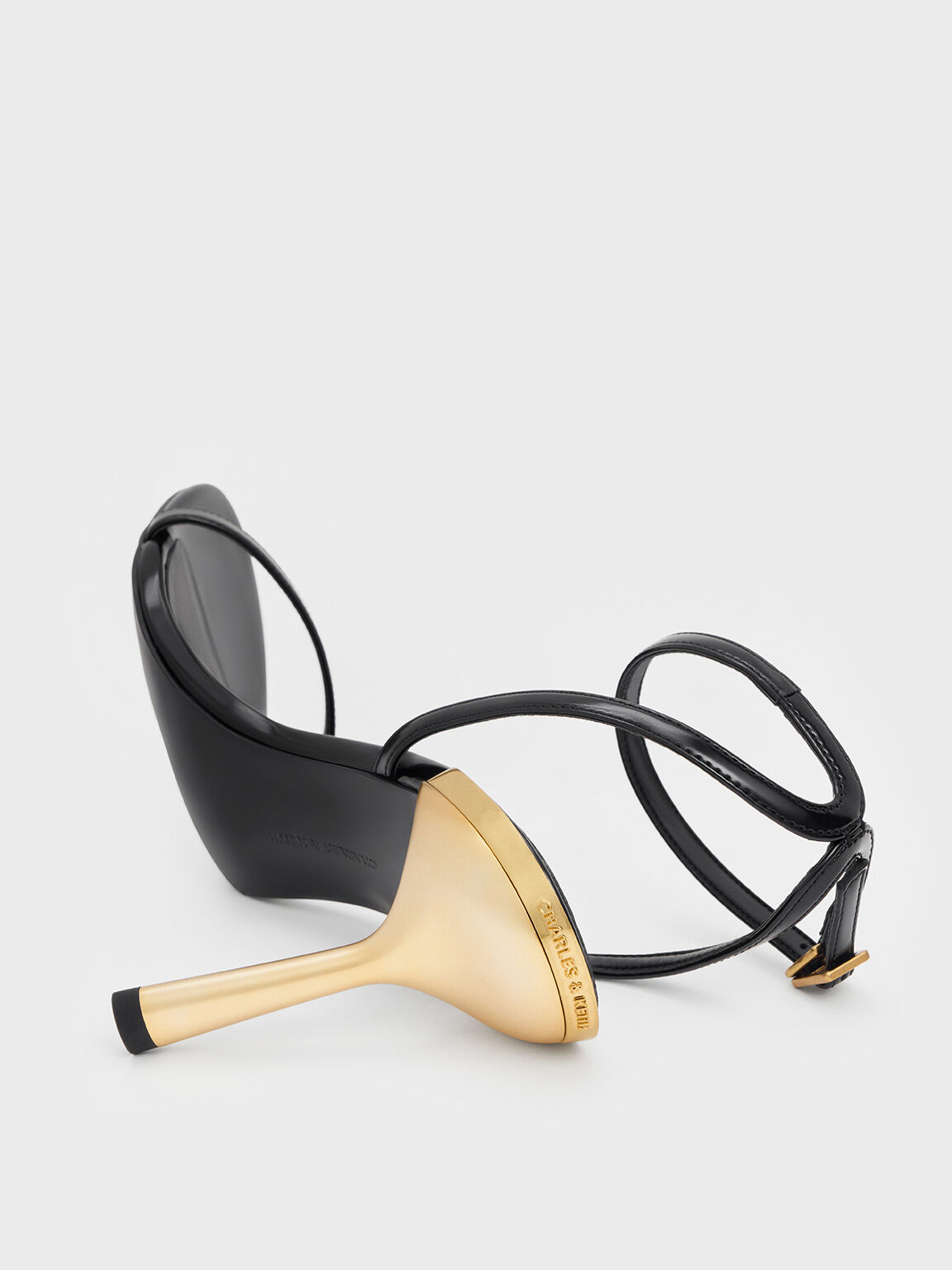 Black Box Metallic Stiletto Heel Ankle Strap Sandals CHARLES KEITH UK